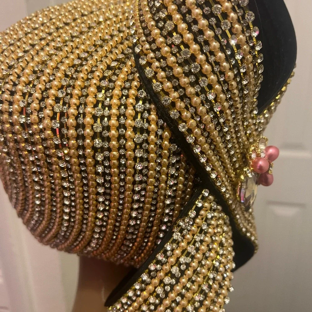 ❤️#19 DONNA VINCI DIAMOND & PEARLS BEAUTIFUL CHURCH LADY HAT - Picture 4 of 9